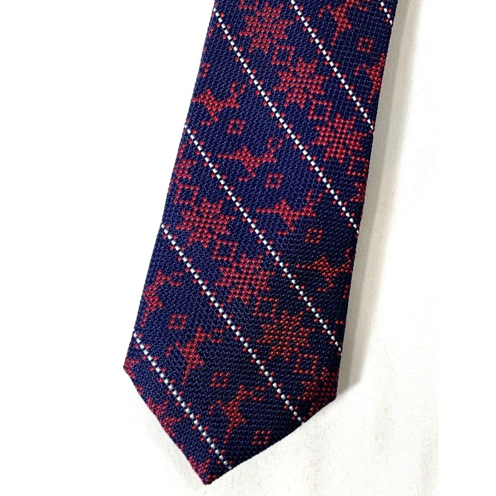 Tommy Hilfiger Tie Mens Navy Blue Silk Holiday Christmas Reindeer 2.5x57"